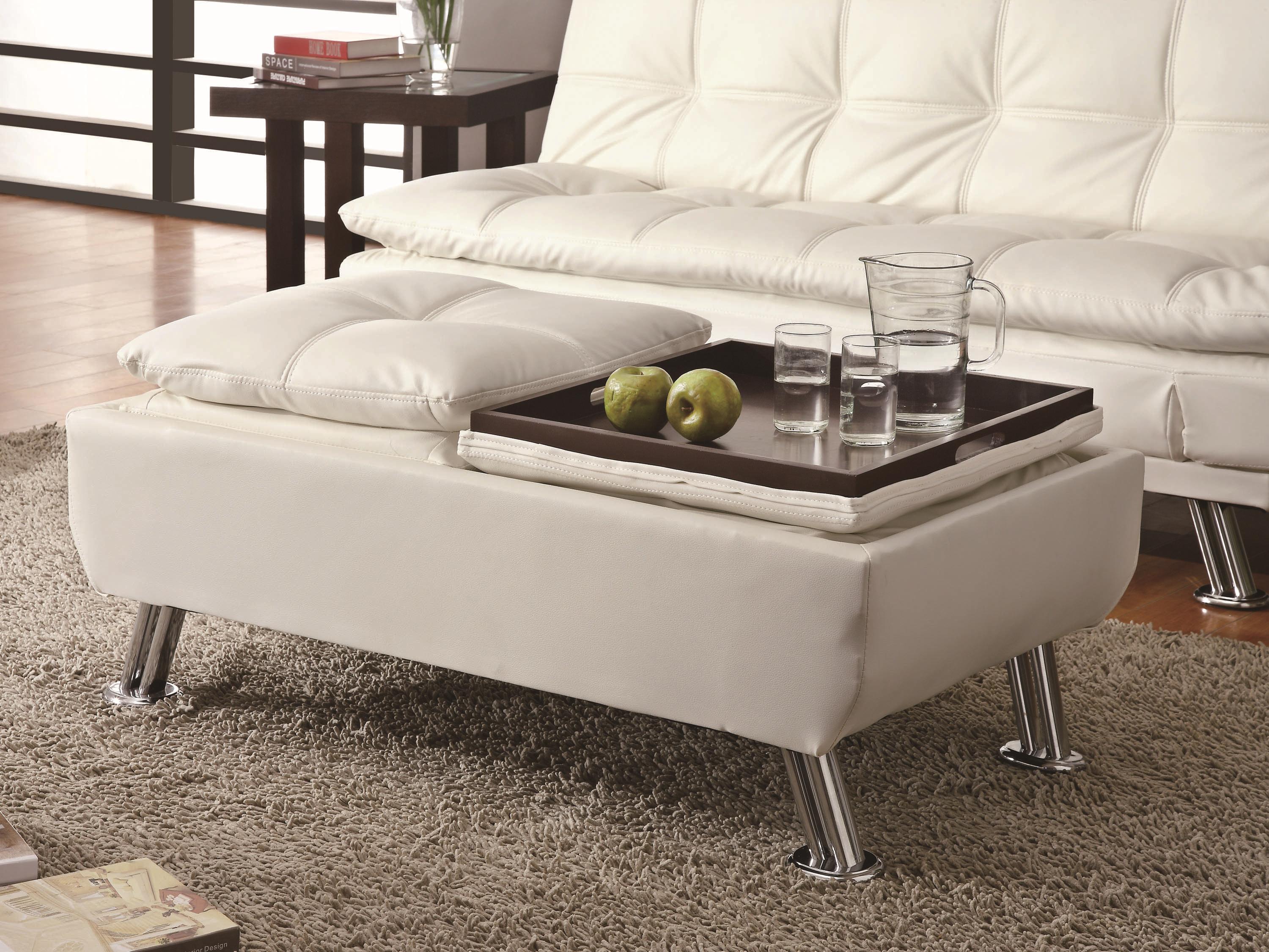 Storage ottoman coffee table deals with reversible tray tops